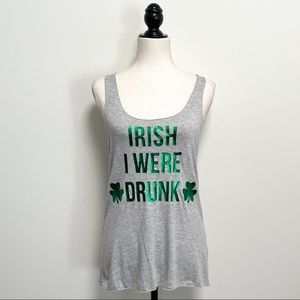 Sweet Claire St Patricks Day Racerback Tank Irish Green Gray NWT
